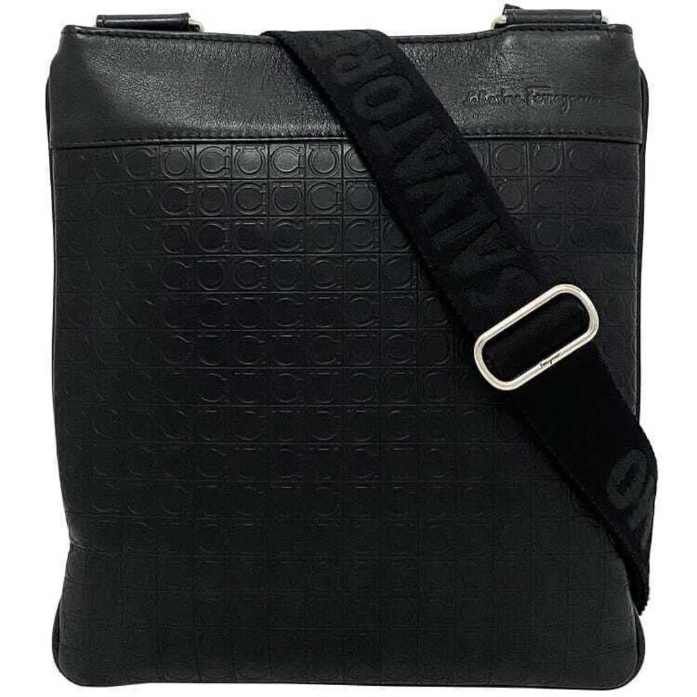 Salvatore Ferragamo Shoulder Bag Black Gancini Slim Crossbody Embossed All